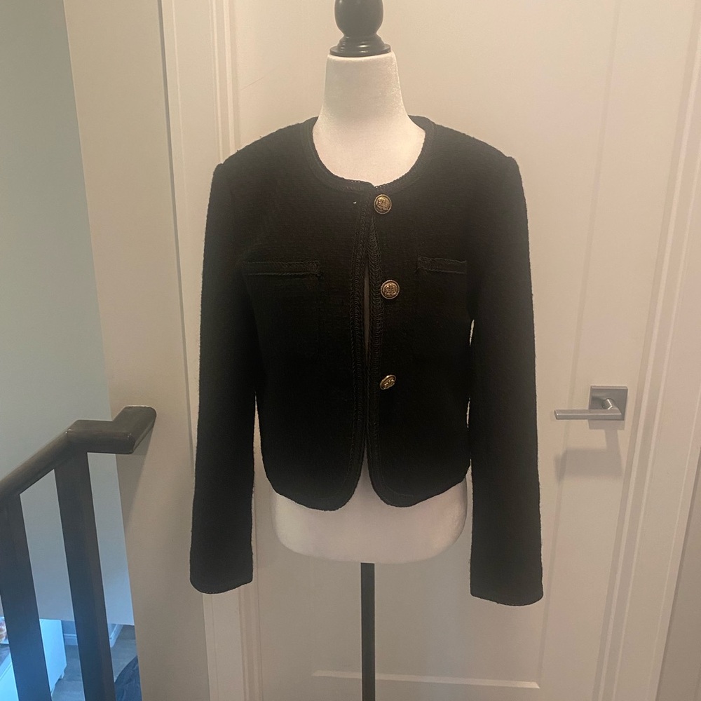 Brand New Chic Black Women's Blazer with Gold Buttons